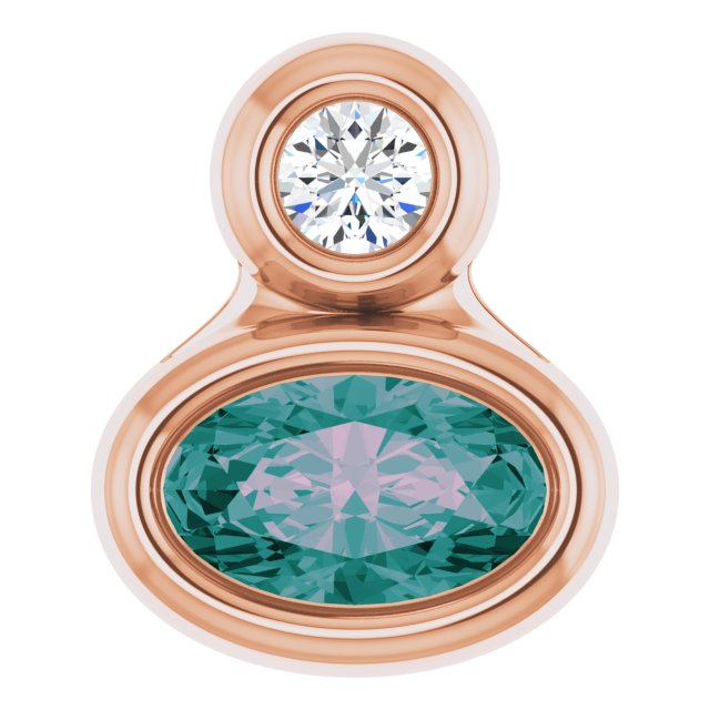 14K Rose 5x3 mm Oval Lab-Grown Alexandrite & .03 CT Natural Diamond Pendant