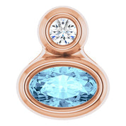 14K Rose 5x3 mm Oval Natural Aquamarine & .03 CT Natural Diamond Pendant