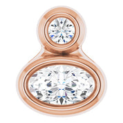 14K Rose 5x3 mm Oval Natural White Sapphire & .03 CT Natural Diamond Pendant