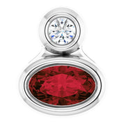 Sterling Silver 5x3 mm Oval Natural Mozambique Garnet & .03 CT Natural Diamond Pendant