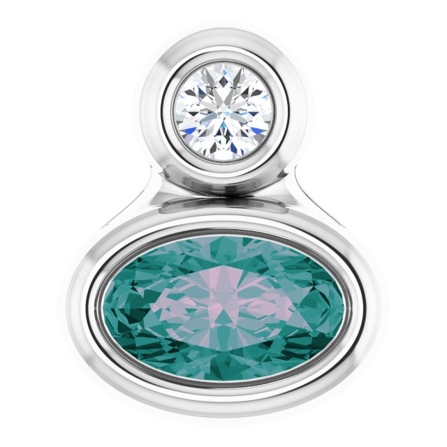 Sterling Silver 5x3 mm Oval Lab-Grown Alexandrite & .03 CT Natural Diamond Pendant