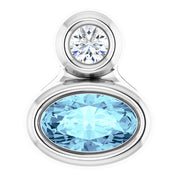 14K White 5x3 mm Oval Natural Aquamarine & .03 CT Natural Diamond Pendant