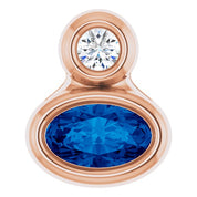 14K 5x3 mm Oval Lab-Grown Blue Sapphire & .03 CT Natural Diamond Pendant