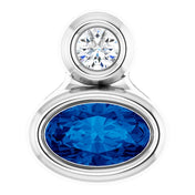 Platinum 5x3 mm Oval Lab-Grown Blue Sapphire & .03 CT Natural Diamond Pendant