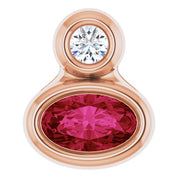 14K Rose 5x3 mm Oval Natural Ruby & .03 CT Natural Diamond Pendant