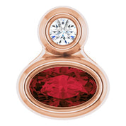 14K Rose 5x3 mm Oval Natural Mozambique Garnet & .03 CT Natural Diamond Pendant