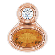 14K Rose 5x3 mm Oval Natural Citrine & .03 CT Natural Diamond Pendant