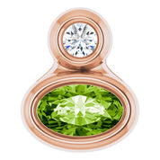 14K Rose 5x3 mm Oval Natural Peridot & .03 CT Natural Diamond Pendant
