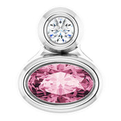 14K White 5x3 mm Oval Natural Pink Tourmaline & .03 CT Natural Diamond Pendant