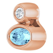 14K Rose 5x3 mm Oval Natural Aquamarine & .03 CT Natural Diamond Pendant