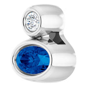 14K 5x3 mm Oval Lab-Grown Blue Sapphire & .03 CT Natural Diamond Pendant