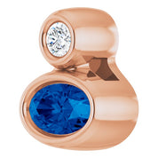 14K 5x3 mm Oval Lab-Grown Blue Sapphire & .03 CT Natural Diamond Pendant