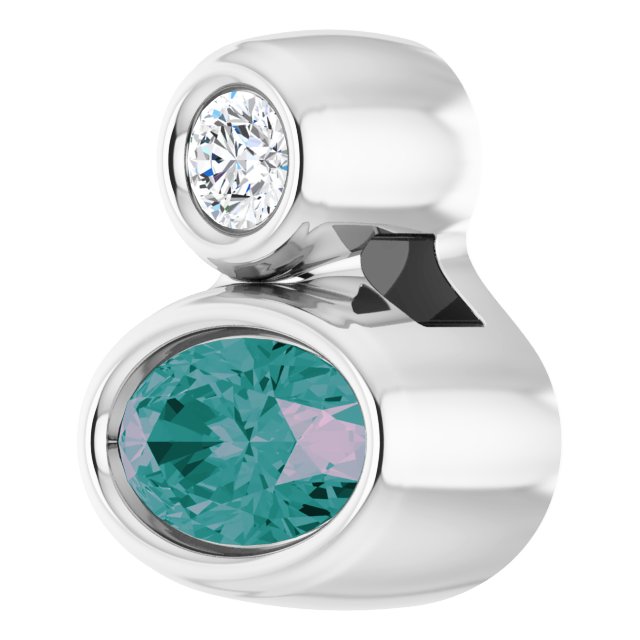 Sterling Silver 5x3 mm Oval Lab-Grown Alexandrite & .03 CT Natural Diamond Pendant