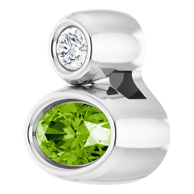 Sterling Silver 5x3 mm Oval Natural Peridot & .03 CT Natural Diamond Pendant