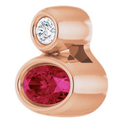 14K Rose 5x3 mm Oval Lab-Grown Ruby & .03 CT Natural Diamond Pendant