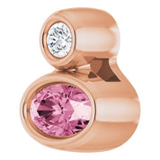 14K Rose 5x3 mm Oval Natural Pink Tourmaline & .03 CT Natural Diamond Pendant