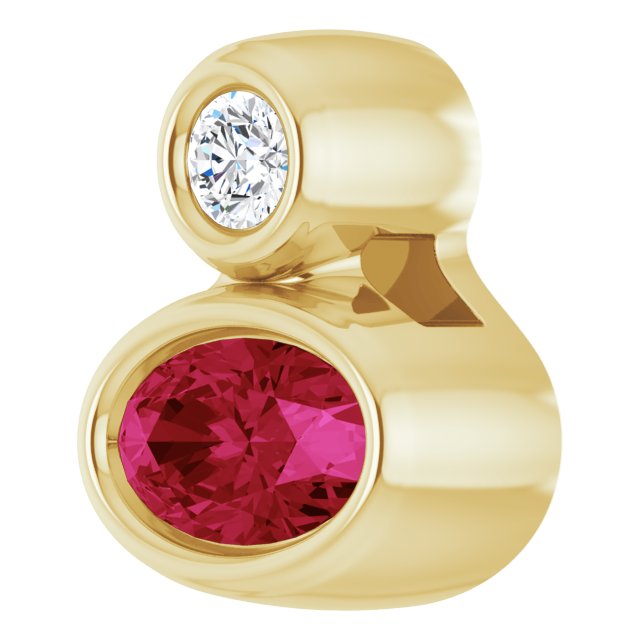 14K Yellow 5x3 mm Oval Natural Ruby & .03 CT Natural Diamond Pendant
