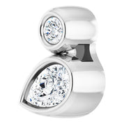 14K White 5x3 mm Pear Natural White Sapphire & .03 CT Natural Diamond Pendant