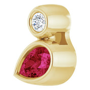 14K Yellow 5x3 mm Pear Lab-Grown Ruby & .03 CT Natural Diamond Pendant