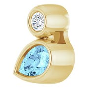14K Yellow 5x3 mm Pear Natural Aquamarine & .03 CT Natural Diamond Pendant