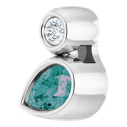 Sterling Silver 5x3 mm Pear Lab-Grown Alexandrite & .03 CT Natural Diamond Pendant
