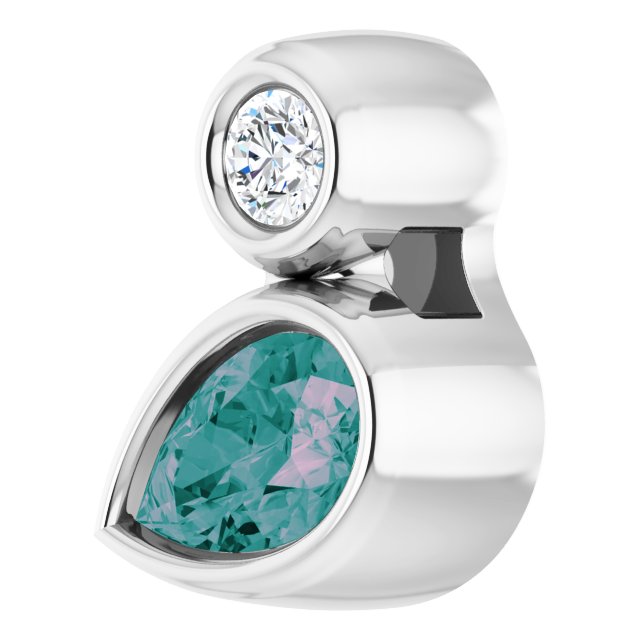 Sterling Silver 5x3 mm Pear Lab-Grown Alexandrite & .03 CT Natural Diamond Pendant