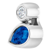 14K 5x3 mm Pear Lab-Grown Blue Sapphire & .03 CT Natural Diamond Pendant