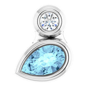 14K White 5x3 mm Pear Natural Aquamarine & .03 CT Natural Diamond Pendant