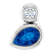 14K 5x3 mm Pear Lab-Grown Blue Sapphire & .03 CT Natural Diamond Pendant