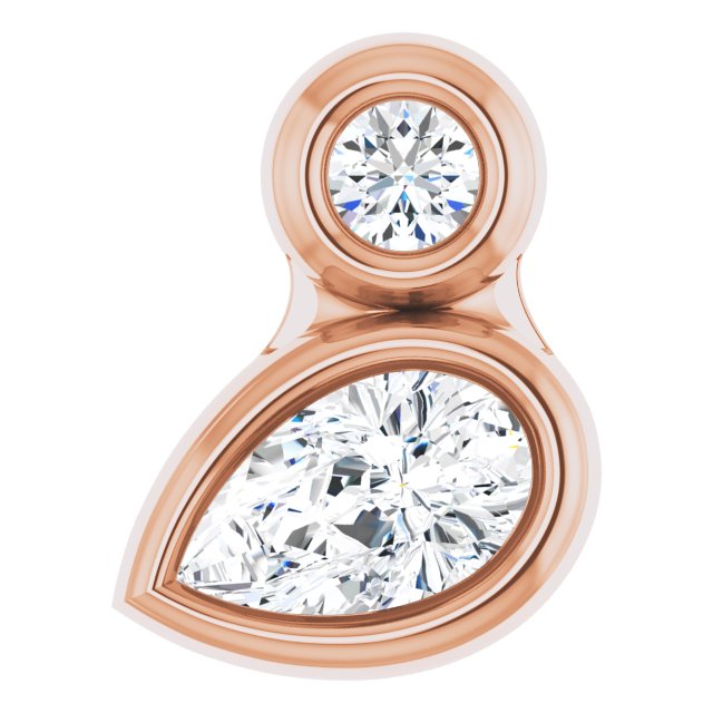 14K Rose 5x3 mm Pear Natural White Sapphire & .03 CT Natural Diamond Pendant