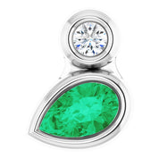 Sterling Silver 5x3 mm Pear Lab-Grown Emerald & .03 CT Natural Diamond Pendant