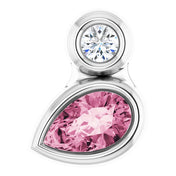 14K White 5x3 mm Pear Natural Pink Tourmaline & .03 CT Natural Diamond Pendant