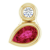 14K Yellow 5x3 mm Pear Lab-Grown Ruby & .03 CT Natural Diamond Pendant