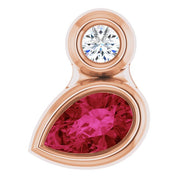 14K Rose 5x3 mm Pear Natural Ruby & .03 CT Natural Diamond Pendant