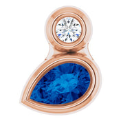 14K Rose 5x3 mm Pear Natural Blue Sapphire & .03 CT Natural Diamond Pendant