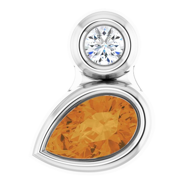 Sterling Silver 5x3 mm Pear Natural Citrine & .03 CT Natural Diamond Pendant