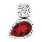 Sterling Silver 5x3 mm Pear Natural Mozambique Garnet & .03 CT Natural Diamond Pendant