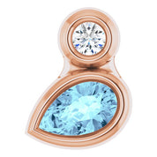 14K Rose 5x3 mm Pear Natural Aquamarine & .03 CT Natural Diamond Pendant