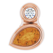 14K Rose 5x3 mm Pear Natural Citrine & .03 CT Natural Diamond Pendant