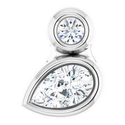 Sterling Silver 5x3 mm Pear Natural White Sapphire & .03 CT Natural Diamond Pendant