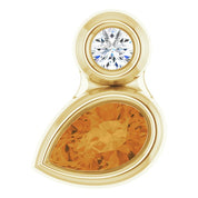 14K Yellow 5x3 mm Pear Natural Citrine & .03 CT Natural Diamond Pendant