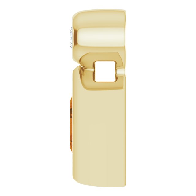 14K Yellow 4x4 mm Square Natural Citrine & .03 CT Natural Diamond Pendant
