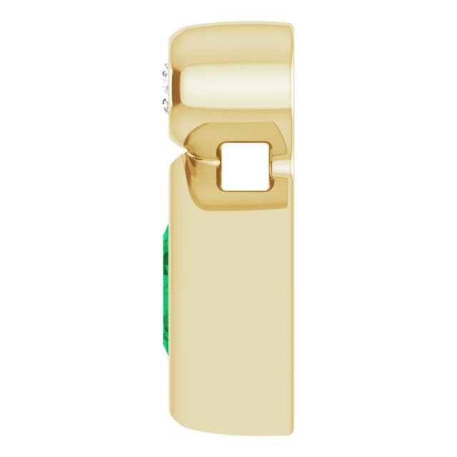 14K Yellow 4x4 mm Square Lab-Grown Emerald & .03 CT Natural Diamond Pendant
