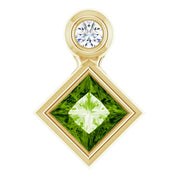 14K Yellow 4x4 mm Square Natural Peridot & .03 CT Natural Diamond Pendant