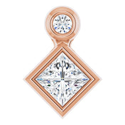 14K Rose 4x4 mm Square Natural White Sapphire & .03 CT Natural Diamond Pendant