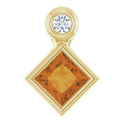14K Yellow 4x4 mm Square Natural Citrine & .03 CT Natural Diamond Pendant
