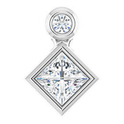 14K White 4x4 mm Square Natural White Sapphire & .03 CT Natural Diamond Pendant