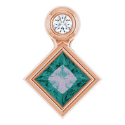 14K Rose 4x4 mm Square Lab-Grown Alexandrite & .03 CT Natural Diamond Pendant