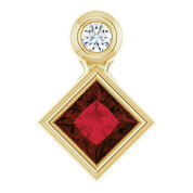 14K Yellow 4x4 mm Square Natural Mozambique Garnet & .03 CT Natural Diamond Pendant