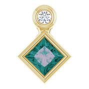 14K Yellow 4x4 mm Square Lab-Grown Alexandrite & .03 CT Natural Diamond Pendant